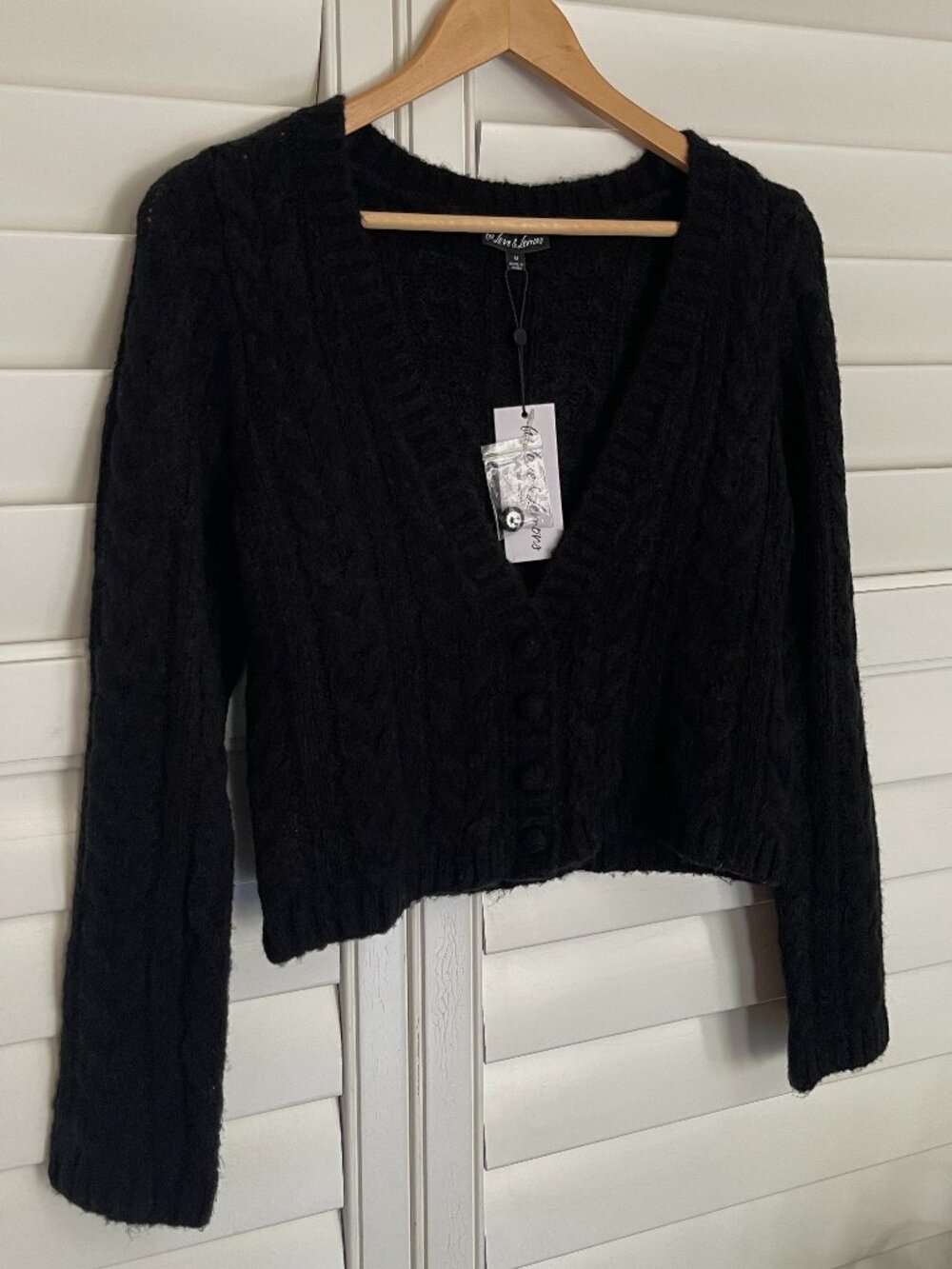 NWT For Love and Lemons Long Sleeve Billie Cardigan in Black Size M - Picture 4 of 10